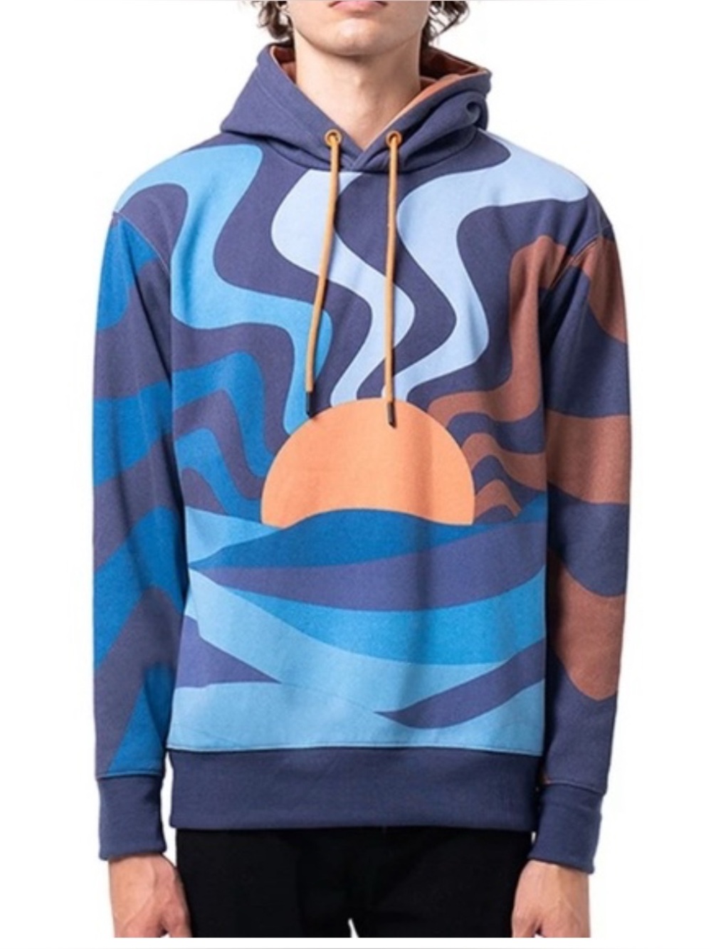 WESC Sunset Wave Graphic Hoodie in Blue & Orange